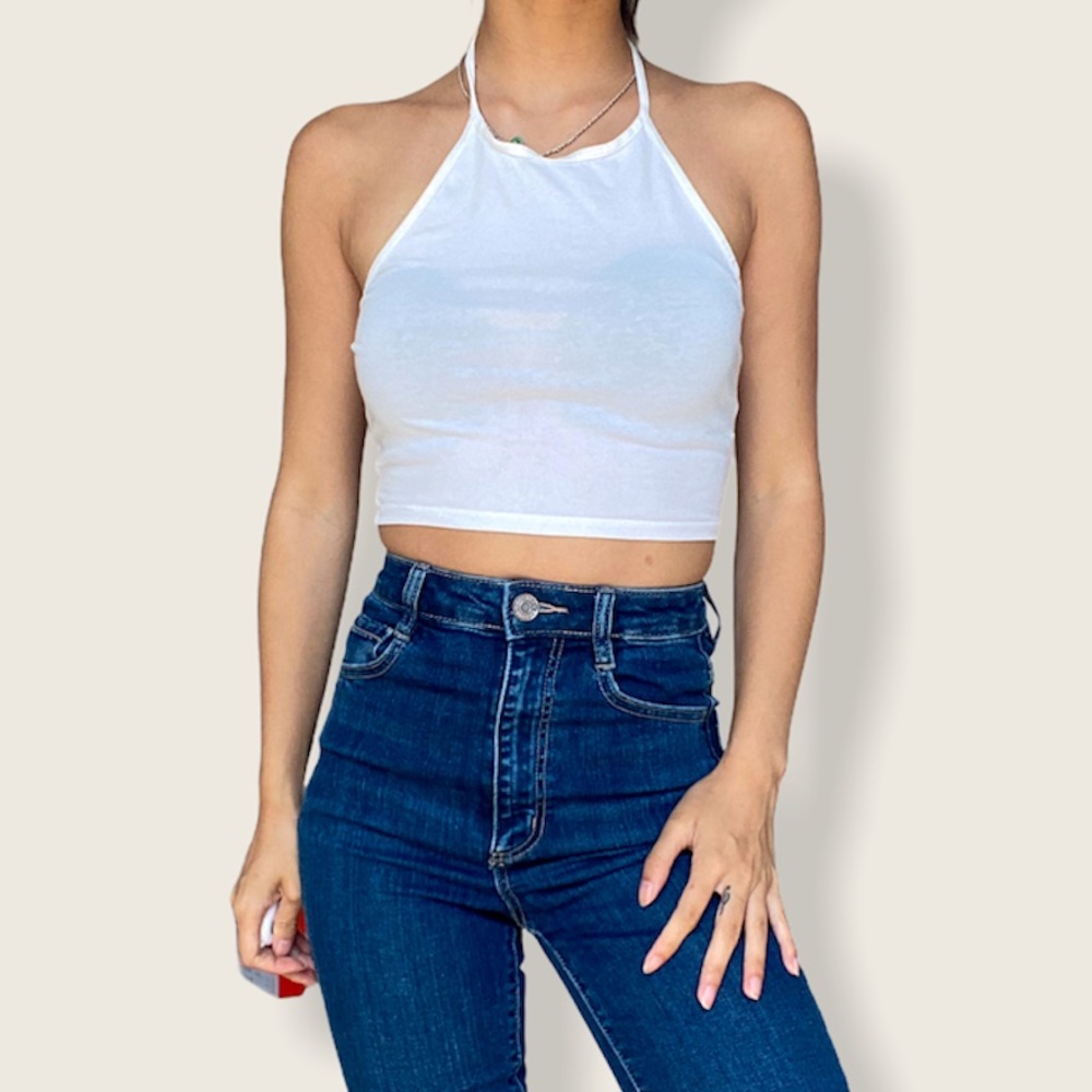 Garage White Halter Top